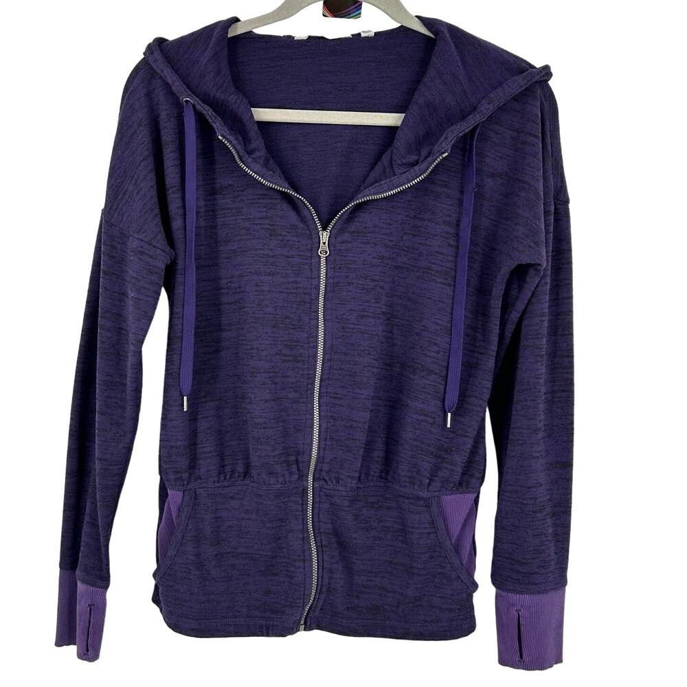 Athleta Full Zip Drawstring Hooded Sweatshirt Women's Size XXS Purple - Picture 8 of 8